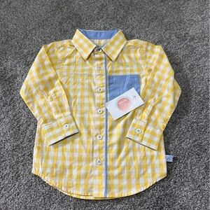 Rugged butts‎ shirt boys 2T yellow white button down checkered plaid classic